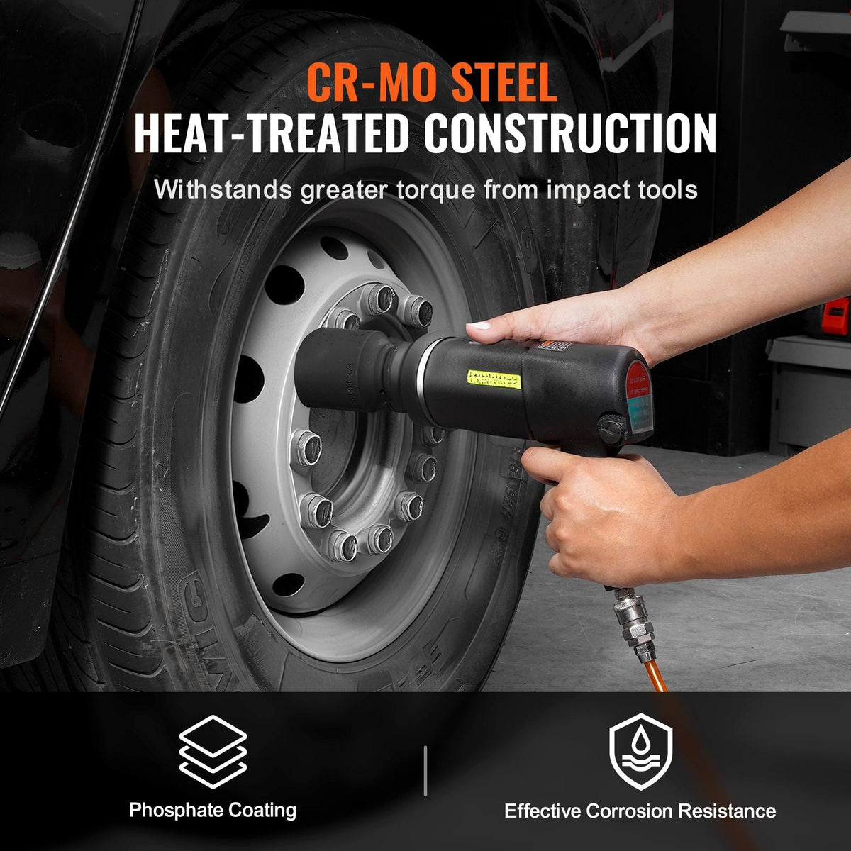 Axle Nut Impact Socket Set, 3/4" Drive Deep 6-Point 8-Piece SAE Spindle Nut Socket Set, CR-MO Heat Treated Large Socket Set with Storage Case, for Auto Repair, Removing or Installing Axle Nuts