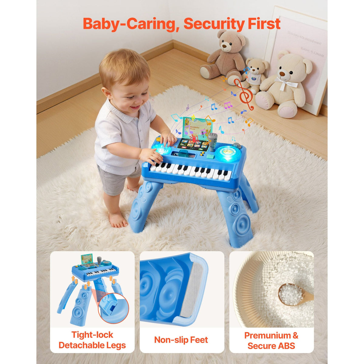 Baby DJ Playset for Toddlers 1-3, Educational Musical Table Toys with 133 Sound Sources, Recording and LED DJ Turntable, Baby Activity Table for Birthday, Gift for Kids Aged 6+ Months