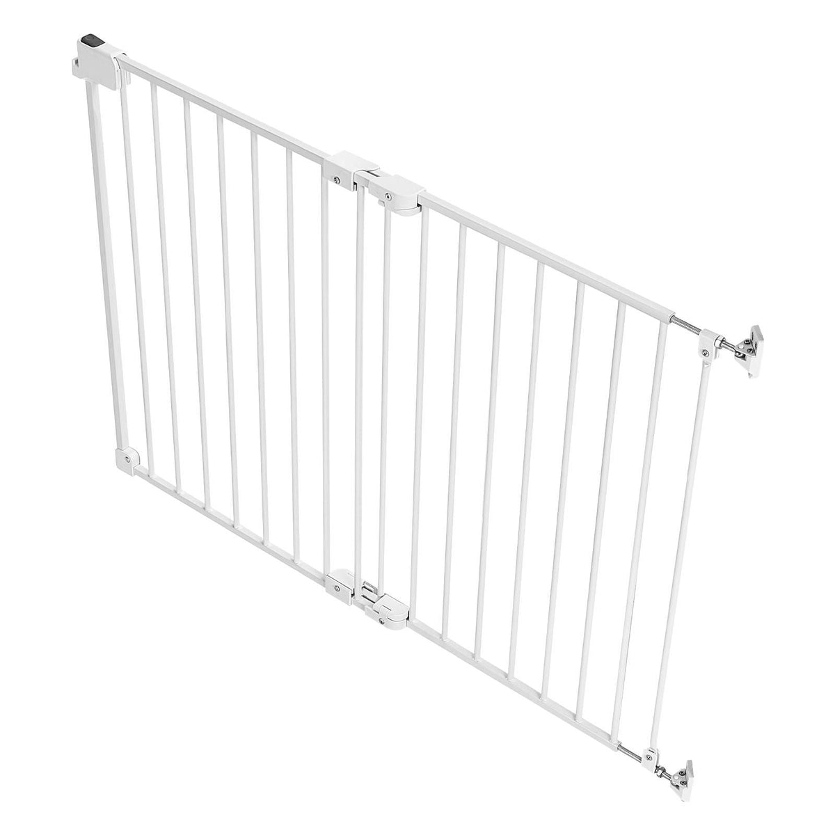 Baby Gate for Stairs, 26-43 in Adjustable Width, 28 in High Dog Gate, No Bottom Bar, One-Handed Operation, Easy Drilling Installation with Hardware Kit, for Stairs, Doorways, and House, White