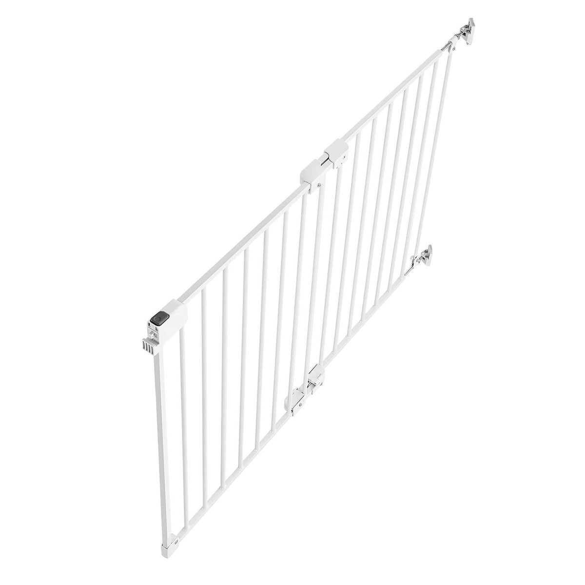 Baby Gate for Stairs, 26-43 in Adjustable Width, 28 in High Dog Gate, No Bottom Bar, One-Handed Operation, Easy Drilling Installation with Hardware Kit, for Stairs, Doorways, and House, White
