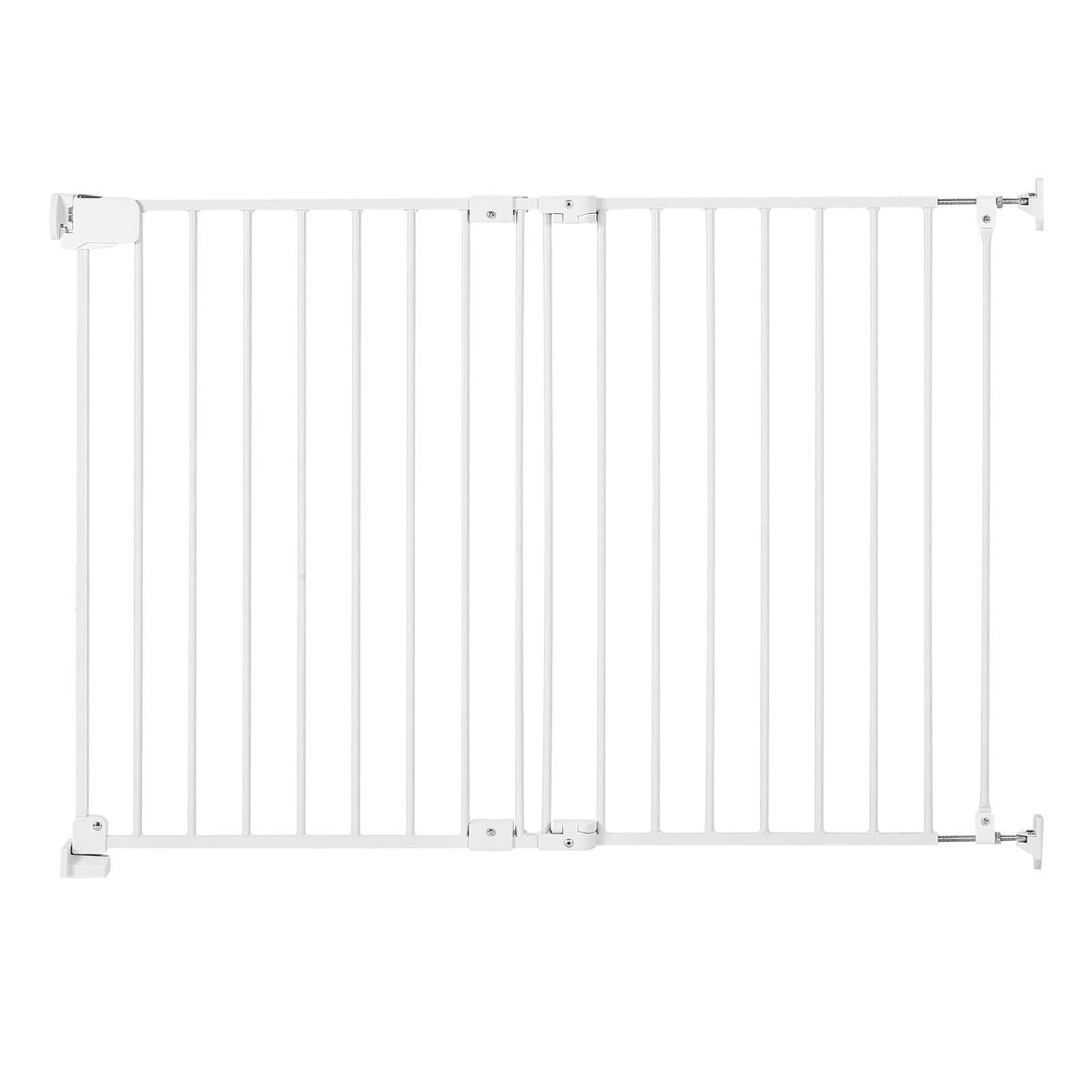 Baby Gate for Stairs, 26-43 in Adjustable Width, 28 in High Dog Gate, No Bottom Bar, One-Handed Operation, Easy Drilling Installation with Hardware Kit, for Stairs, Doorways, and House, White