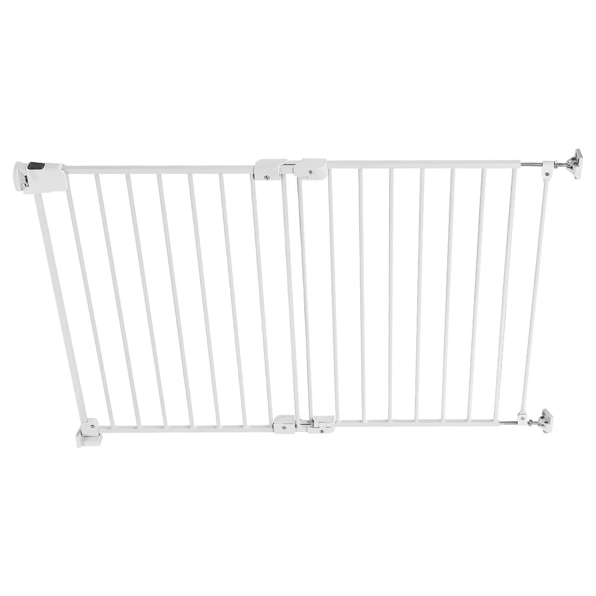 Baby Gate for Stairs, 26-43 in Adjustable Width, 28 in High Dog Gate, No Bottom Bar, One-Handed Operation, Easy Drilling Installation with Hardware Kit, for Stairs, Doorways, and House, White