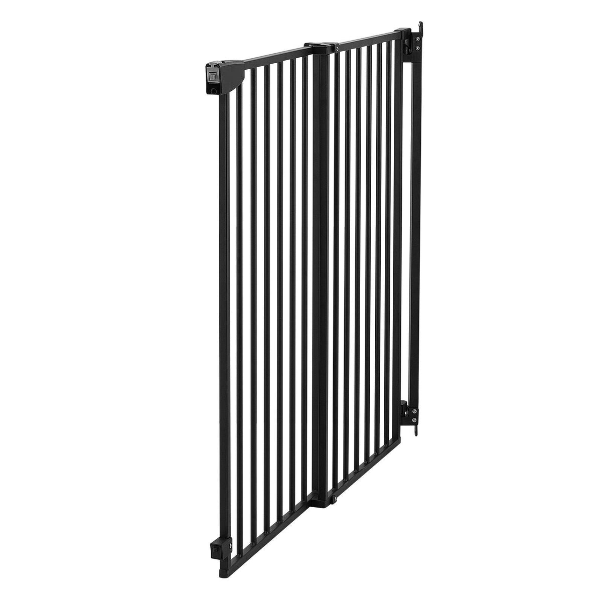 Baby Gate for Stairs, 28-43 in Adjustable Width, 30 in High Dog Gate, No Bottom Bar, One-Handed Operation, Easy Drilling Installation with Hardware Kit, for Stairs, Doorways, and House, Black