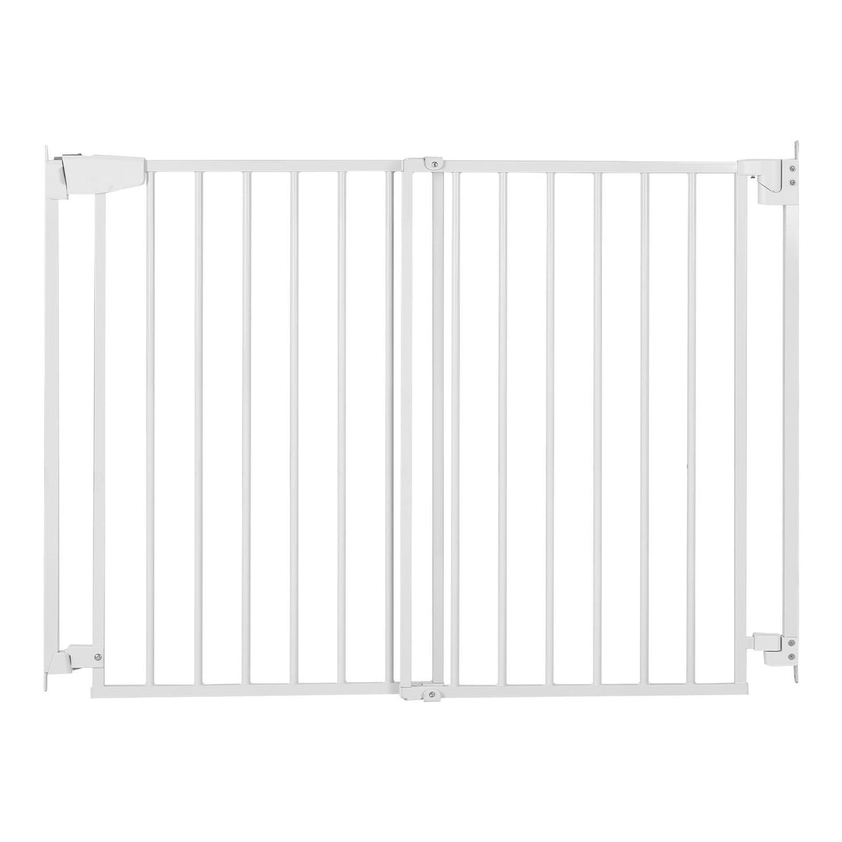 Baby Gate for Stairs, 29-43 in Adjustable Width, 36 in High Dog Gate, No Bottom Bar, One-Handed Operation, Easy Drilling Installation with Hardware Kit, for Stairs, Doorways, and House, White