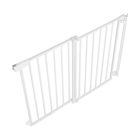 Baby Gate for Stairs, 29-43 in Adjustable Width, 36 in High Dog Gate, No Bottom Bar, One-Handed Operation, Easy Drilling Installation with Hardware Kit, for Stairs, Doorways, and House, White