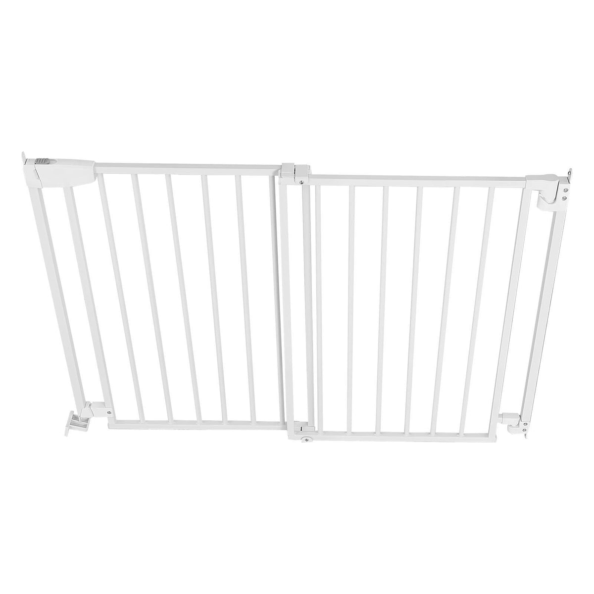 Baby Gate for Stairs, 29-43 in Adjustable Width, 36 in High Dog Gate, No Bottom Bar, One-Handed Operation, Easy Drilling Installation with Hardware Kit, for Stairs, Doorways, and House, White