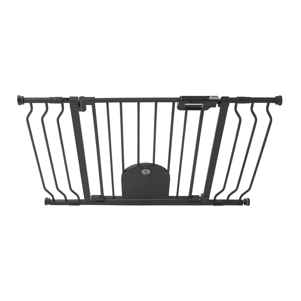 Baby Gate for Stairs, 29.5-43 in Adjustable Width, Baby Gate with Adjustable Cat Door, with Pressure Mount Kit and Wall Mount Kit, Secure Metal Pet Door for Stairs, Doorways, and House, Black