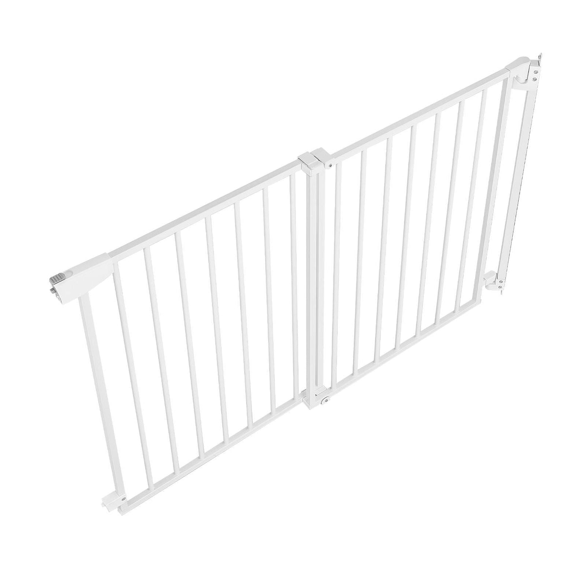 Baby Gate for Stairs, 31-48 in Adjustable Width, 30 in High Dog Gate, No Bottom Bar, One-Handed Operation, Easy Drilling Installation with Hardware Kit, for Stairs, Doorways, and House, White