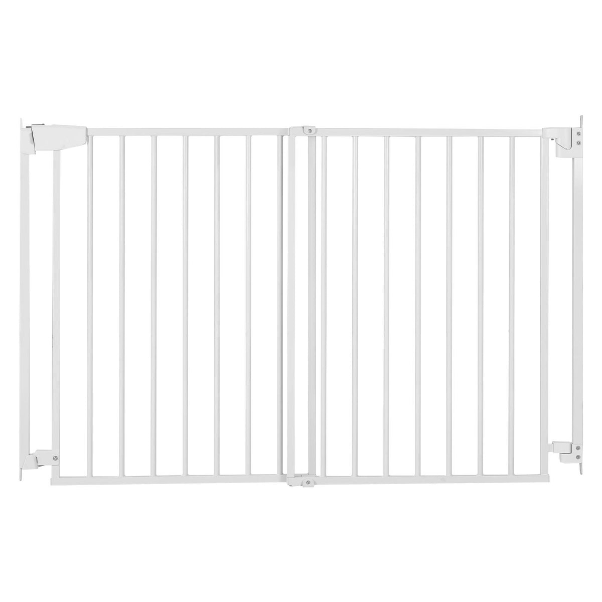 Baby Gate for Stairs, 31-48 in Adjustable Width, 30 in High Dog Gate, No Bottom Bar, One-Handed Operation, Easy Drilling Installation with Hardware Kit, for Stairs, Doorways, and House, White