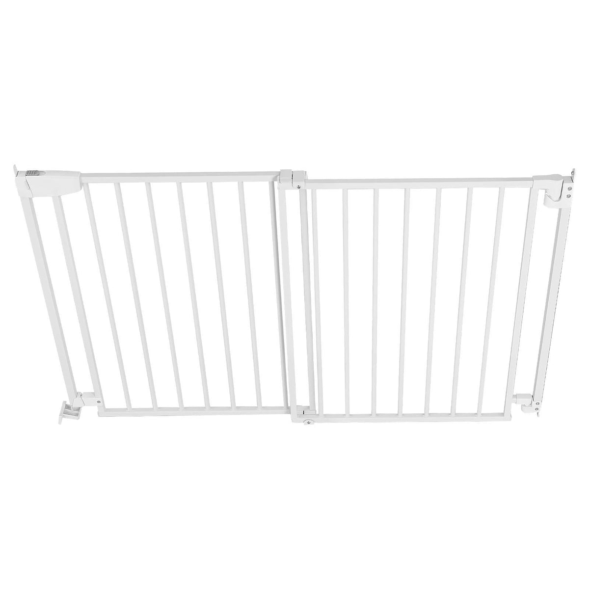 Baby Gate for Stairs, 31-48 in Adjustable Width, 30 in High Dog Gate, No Bottom Bar, One-Handed Operation, Easy Drilling Installation with Hardware Kit, for Stairs, Doorways, and House, White