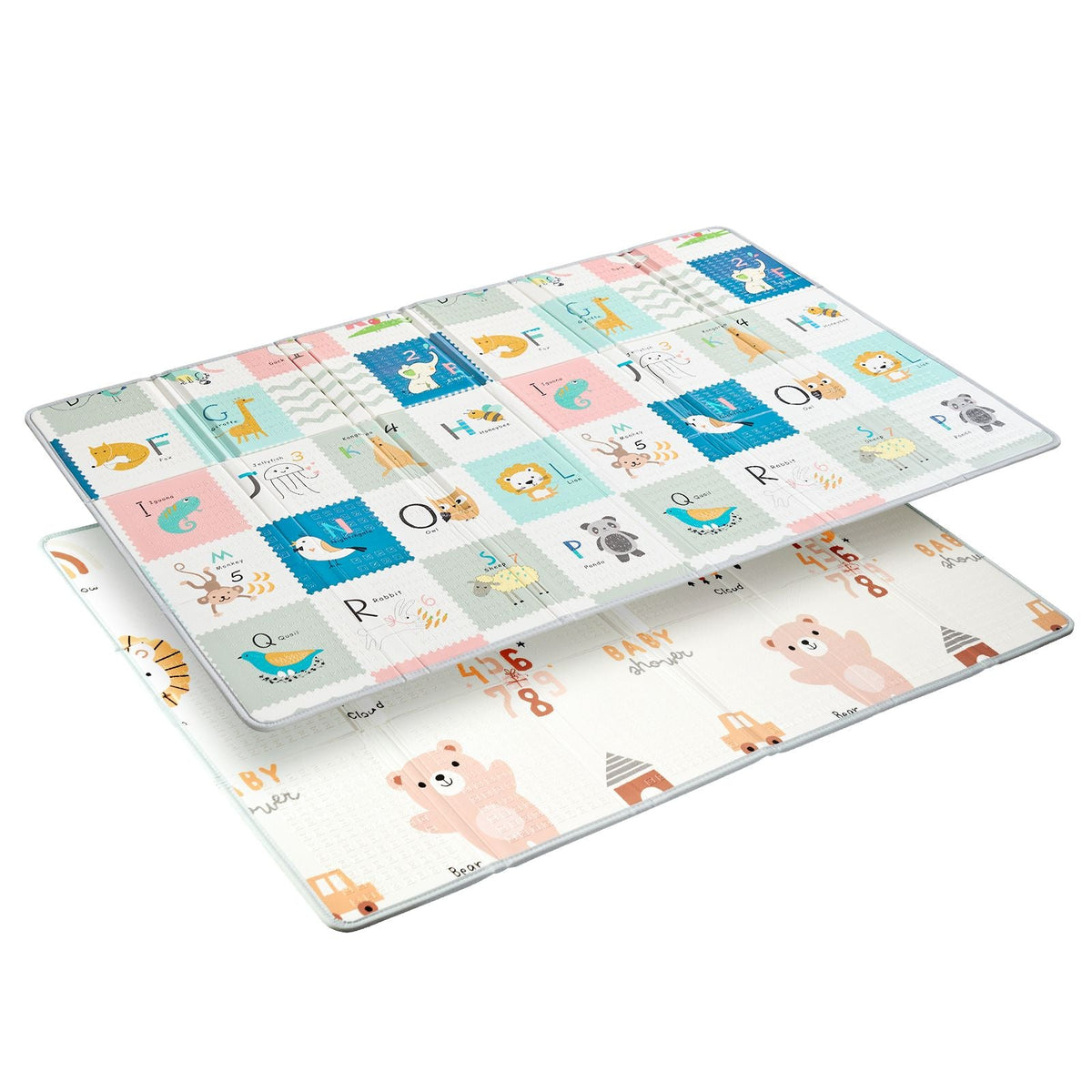 Baby Play Mat, 51"x79" Baby Crawling Mat, Non-Slip One-Piece Foam Baby Playmat, Foldable Portable Reversible Floor Mat with Travel Bag, Waterproof Activity Playmats
