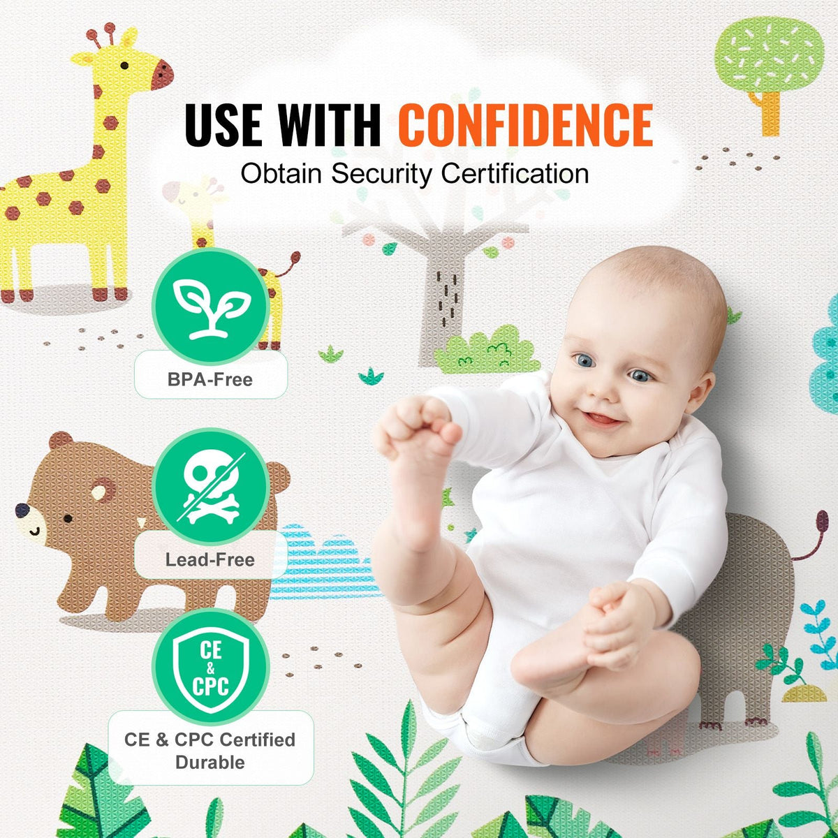 Baby Play Mat, 55"x82" Baby Crawling Mat, Non-Slip One-Piece Soft Cushioned Baby Playmatt, Rollable Reversible Floor Mat, Waterproof Activity Mat
