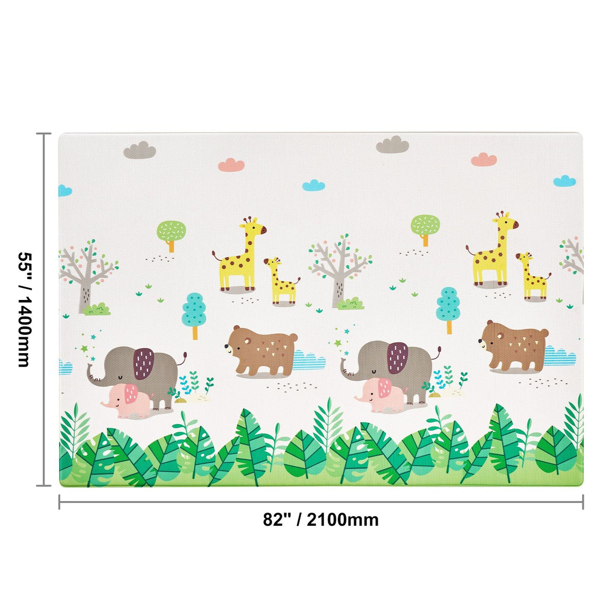 Baby Play Mat, 55"x82" Baby Crawling Mat, Non-Slip One-Piece Soft Cushioned Baby Playmatt, Rollable Reversible Floor Mat, Waterproof Activity Mat