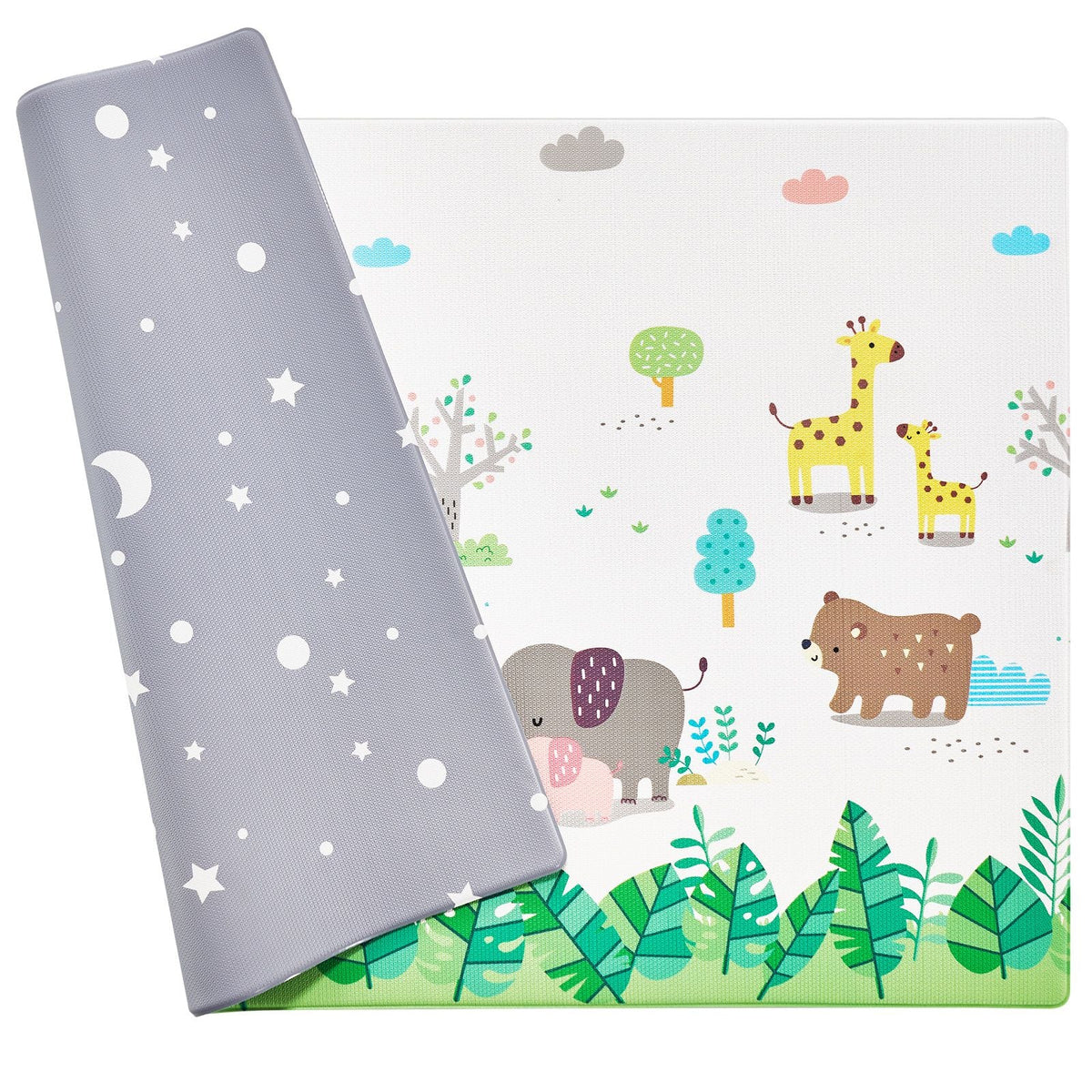 Baby Play Mat, 55"x82" Baby Crawling Mat, Non-Slip One-Piece Soft Cushioned Baby Playmatt, Rollable Reversible Floor Mat, Waterproof Activity Mat