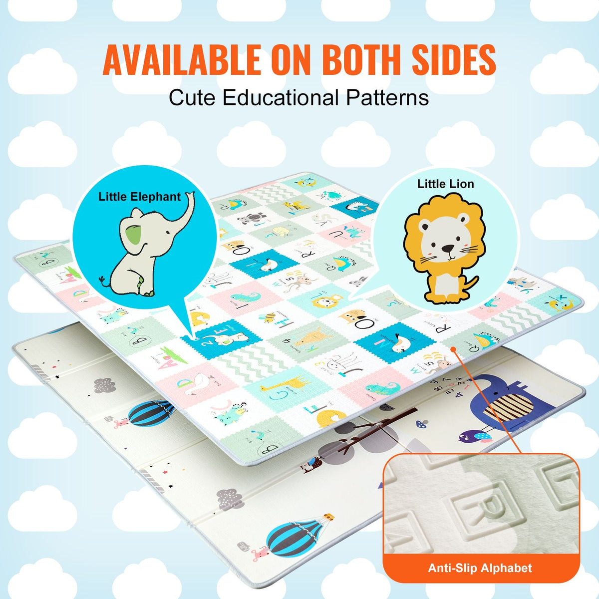 Baby Play Mat, 71"x79" Extra Large Baby Crawling Mat, Non-Slip One-Piece Foam Baby Playmat, Foldable Reversible Floor Mat with Travel Bag, Waterproof Activity Playmat for Babies Toddlers Infants