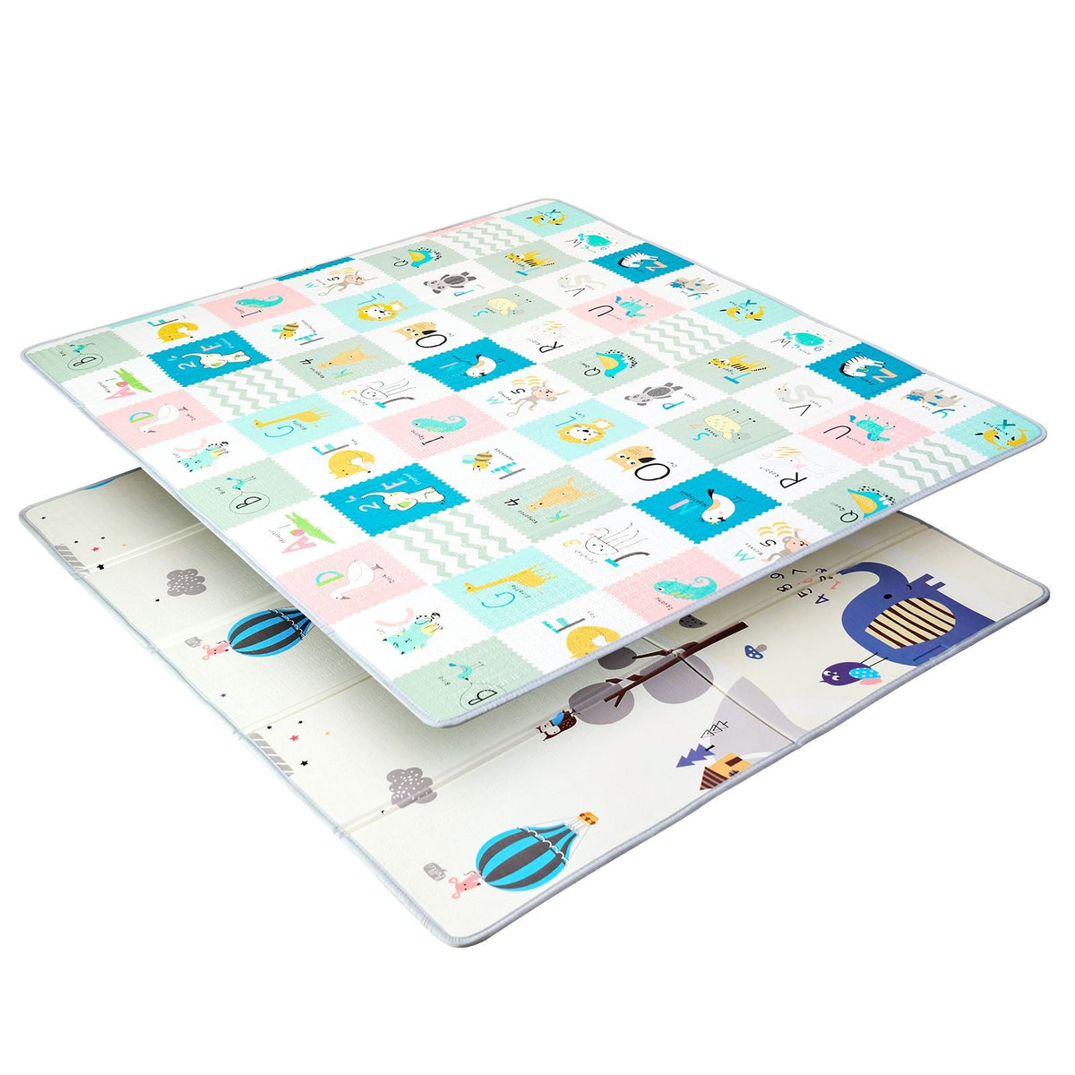 Baby Play Mat, 71"x79" Extra Large Baby Crawling Mat, Non-Slip One-Piece Foam Baby Playmat, Foldable Reversible Floor Mat with Travel Bag, Waterproof Activity Playmat for Babies Toddlers Infants