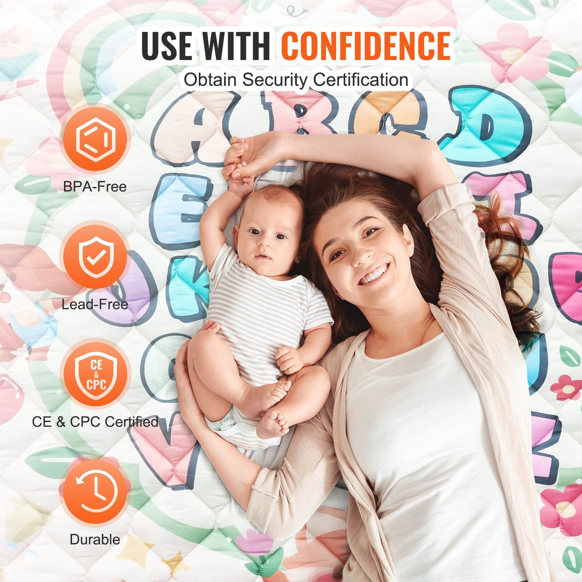 Baby Play Mat, Extra Large 71""x79"" Baby Crawling Mat, Non-Slip One-Piece Thickened Soft Baby Mat, Foldable Floor Mat, Waterproof Activity Playmats for Babies Toddlers Infants, Machine Washable
