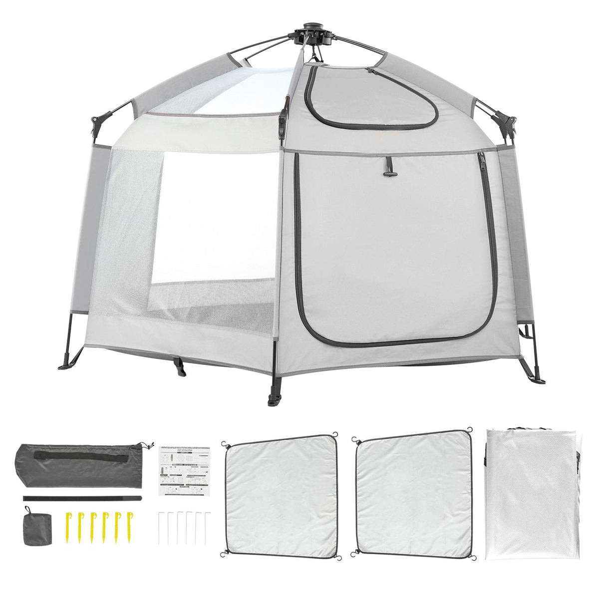 Baby Playpen with Canopy, Indoor/Outdoor Portable Playpen for Babies and Toddler, Lightweight & Foldable, Pop Up Toddler Play Yard with 3 Sun-Shades & Travel Bag for Park Beach Home, 59.8"x59.8"
