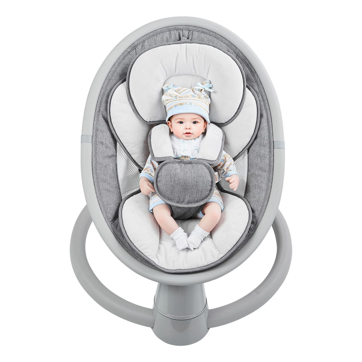 Baby Swing, 5-Speed Baby Rocker Swing, Portable Infant Swing with Remote Control, Touch Panel, Bluetooth Music, 10 Preset Lullabies & 5-Point Safety Harness for 0-9 Month Boys Girls Up to 20lbs