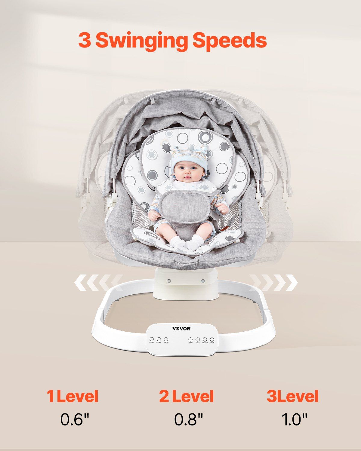 Baby Swing for Infants Rocker 3 Speeds 3 Seat Positions Remote Control Bluetooth