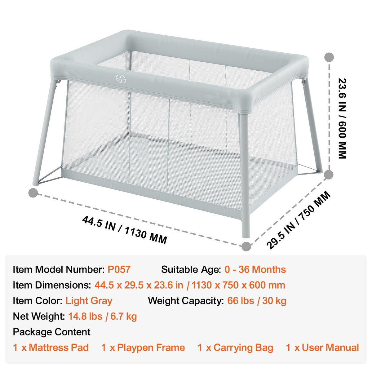 Baby Travel Crib and Play Yard, Folding Baby Playpen with Soft Mattress Pad, Portable Toddlers Crib with Breathable Mesh and Travel Bag, Indoor/Outdoor Kid Activity Center for 0-36 Months Babies