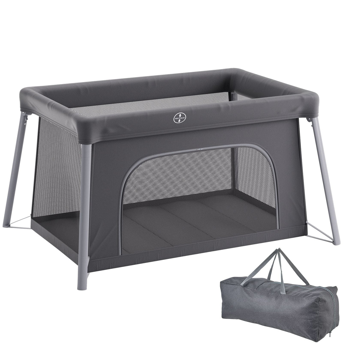 Baby Travel Crib and Play Yard, Folding Baby Playpen with Zipper Gate & Soft Mattress, Portable Toddler Crib with Breathable Mesh, Travel Bag, Indoor/Outdoor Kids Activity Center for 0-36 Months