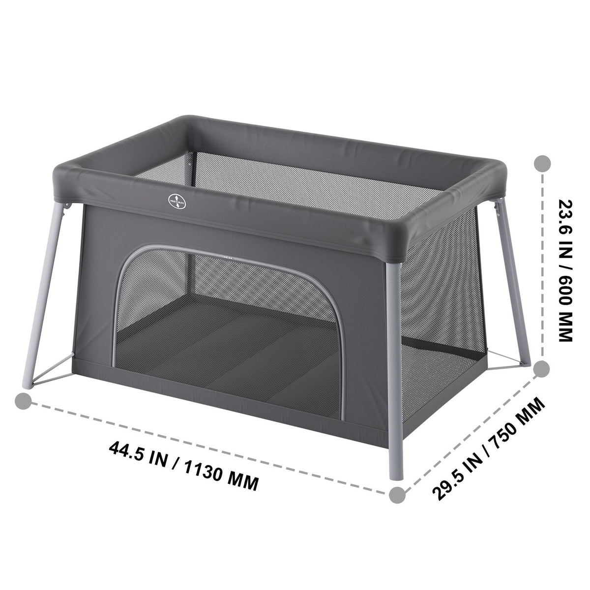 Baby Travel Crib and Play Yard, Folding Baby Playpen with Zipper Gate & Soft Mattress, Portable Toddler Crib with Breathable Mesh, Travel Bag, Indoor/Outdoor Kids Activity Center for 0-36 Months