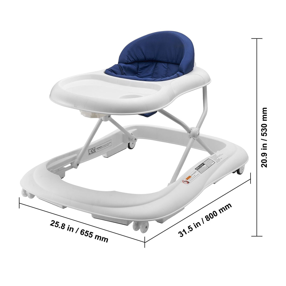Baby Walker, Foldable Baby Walkers with 3-Level Adjustable Height, Rolling Toddler Walker and Activity Center with Wheels & Feeding Tray, Anti-Rollover Activity Helper for Boy Girl 6-12 Months