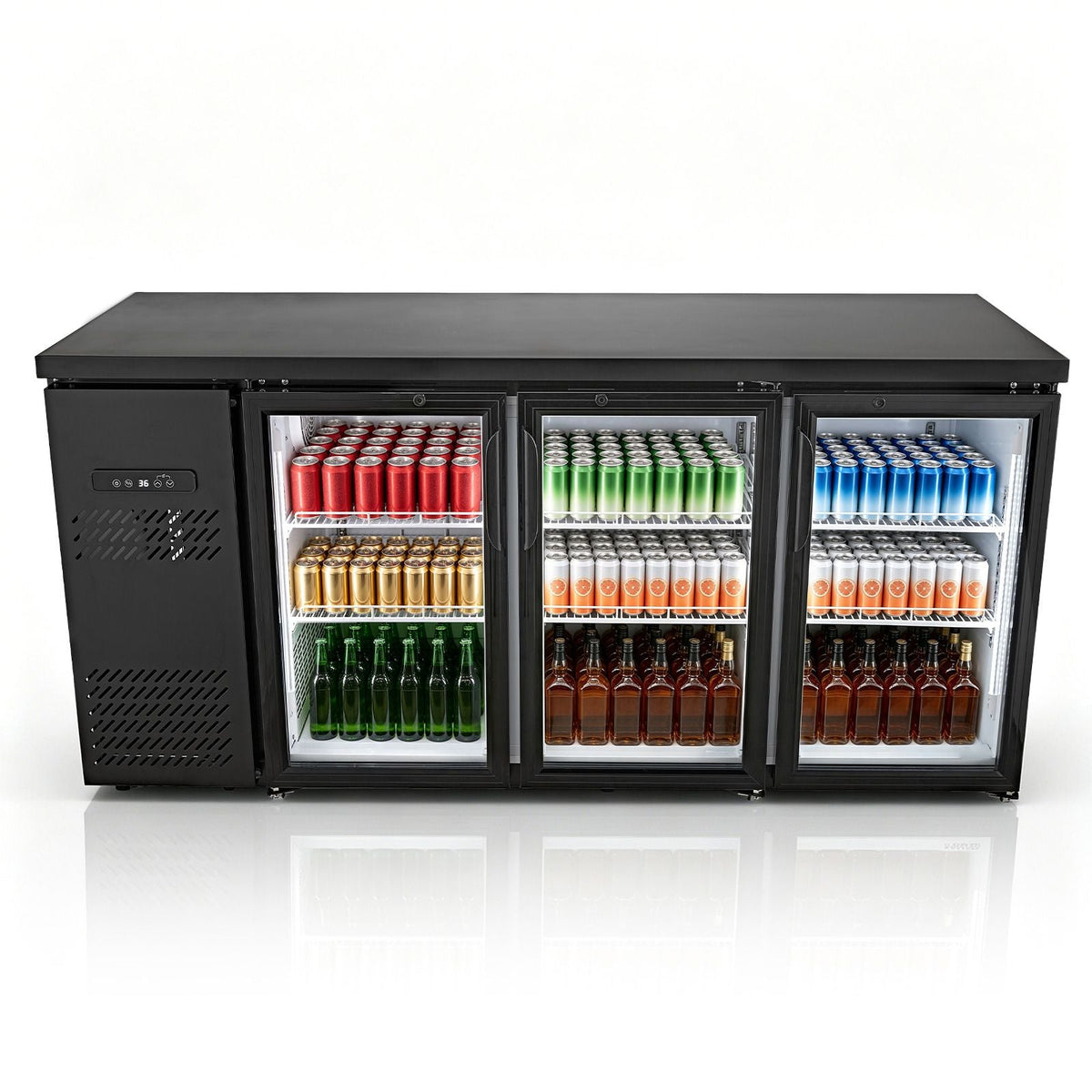 Back Bar Cooler, 19.6 Cu. Ft Counter Height Beverage Refrigerator, Commercial Bar Display Fridge w/ 3 Glass Doors, LED Lighting, Fan Cooling Beer Wine Cooler for Pub, Merchandiser, Store