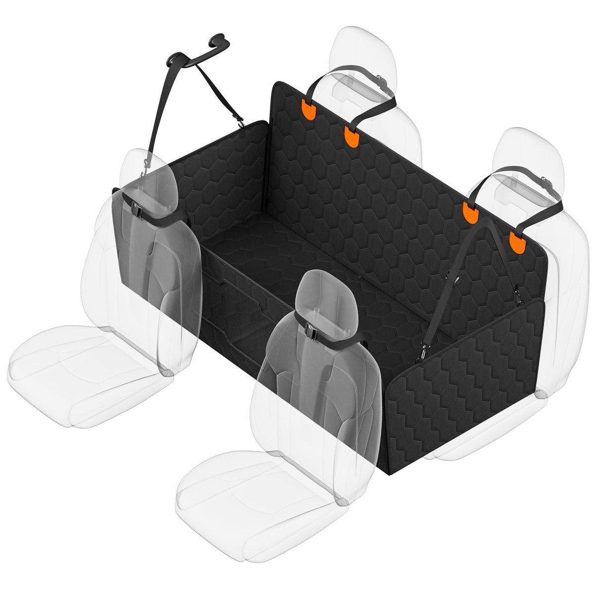 Back Seat Extender, Dog Car Seat Cover for Back Seat Bed with Mesh Window and Storage Pocket, Supports 350lbs Dog Hammock for Car Dog Car Bed 54"x25.6" for Car, SUV, Truck