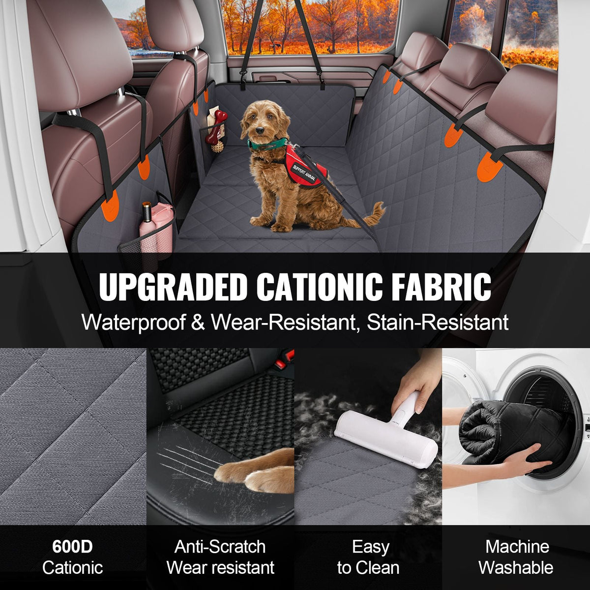 Back Seat Extender, Dog Car Seat Cover for Back Seat Bed with Mesh Window and Storage Pocket, Supports 400lbs Dog Hammock for Car Dog Car Bed 57.4"x30.3" for Truck