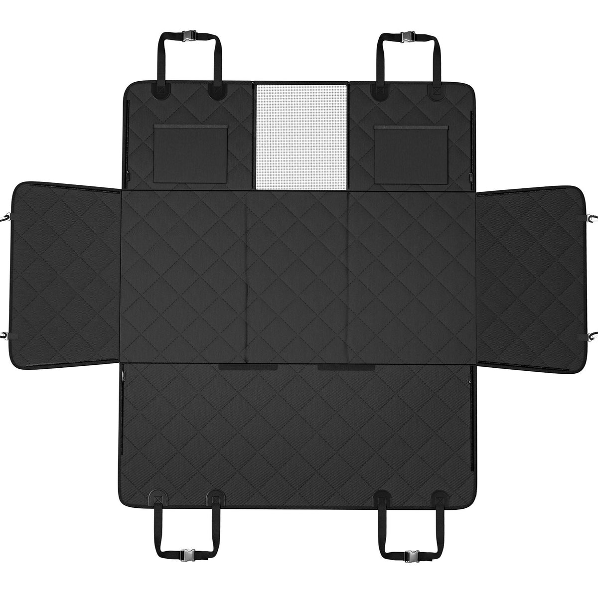 Back Seat Extender for Dogs,Dog Hammock for Car Back seat, Dog Car Seat Cover with Hard Bottom Dog Car Seat Bed 53"x24.8" ,Supports 350lb with Mesh Window and Storage Pocket for Car, SUV,Truck