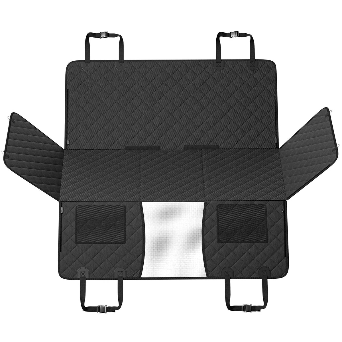 Back Seat Extender for Dogs,Dog Hammock for Car Back seat,Dog Car Seat Cover with Hard Bottom Dog Car Seat Bed 52"x24.8" ,Supports 350lb with Mesh Window and Storage Pocket for Car, SUV