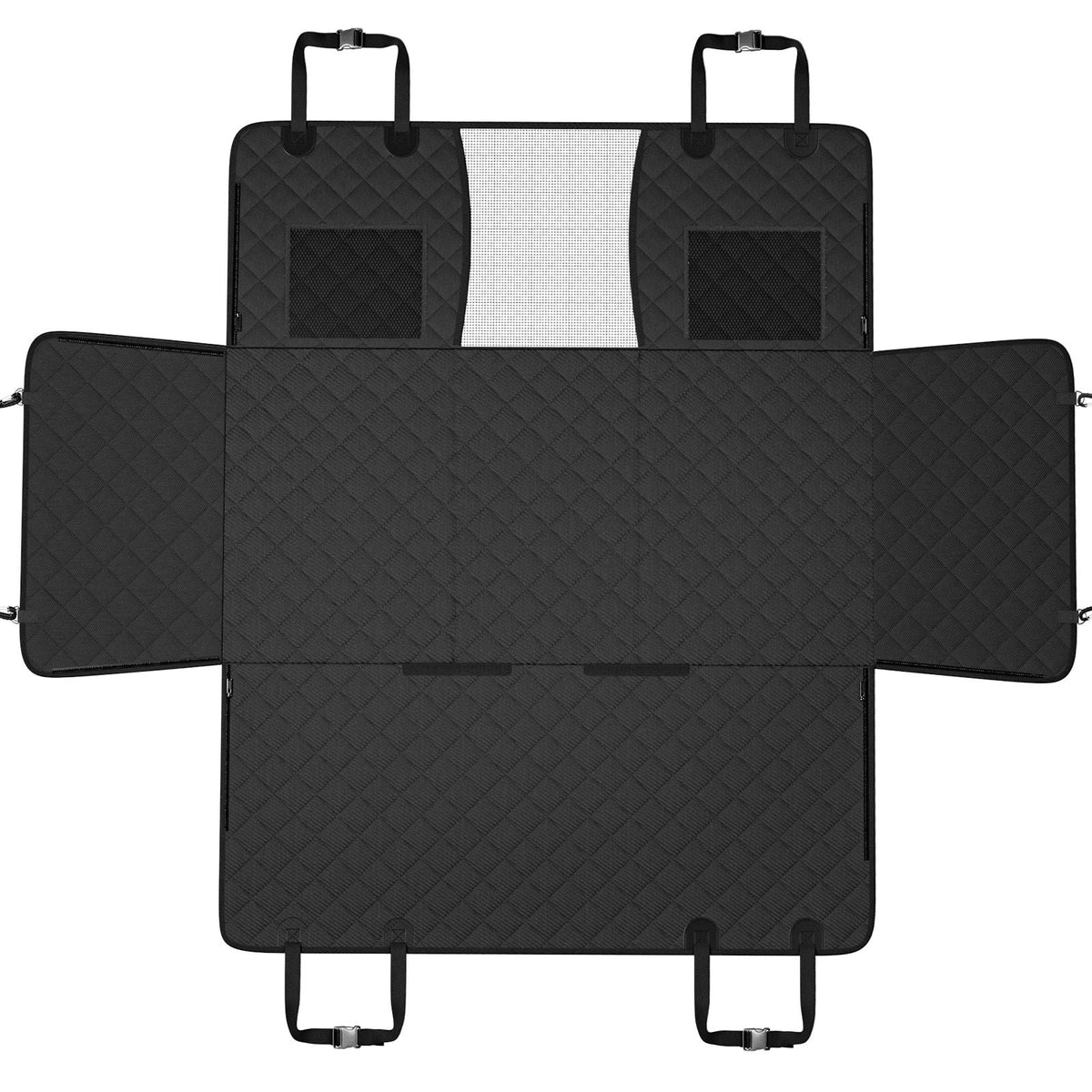 Back Seat Extender for Dogs,Dog Hammock for Car Back seat,Dog Car Seat Cover with Hard Bottom Dog Car Seat Bed 52"x24.8" ,Supports 350lb with Mesh Window and Storage Pocket for Car, SUV