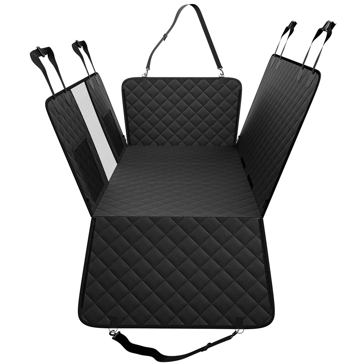 Back Seat Extender for Dogs,Dog Hammock for Car Back seat,Dog Car Seat Cover with Hard Bottom Dog Car Seat Bed 52"x24.8" ,Supports 350lb with Mesh Window and Storage Pocket for Car, SUV
