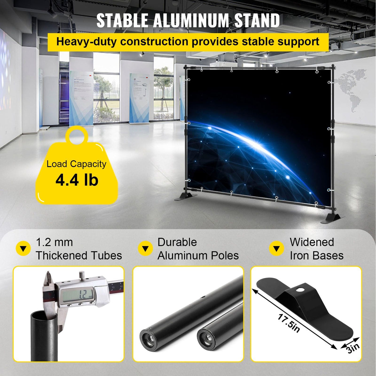 Backdrop Banner Stand 8 x 8 Ft Adjustable Heavy Duty Background Stand with 1 Carrying Bag, Backdrop Stand for Parties Wedding Photo Booth Trade Show