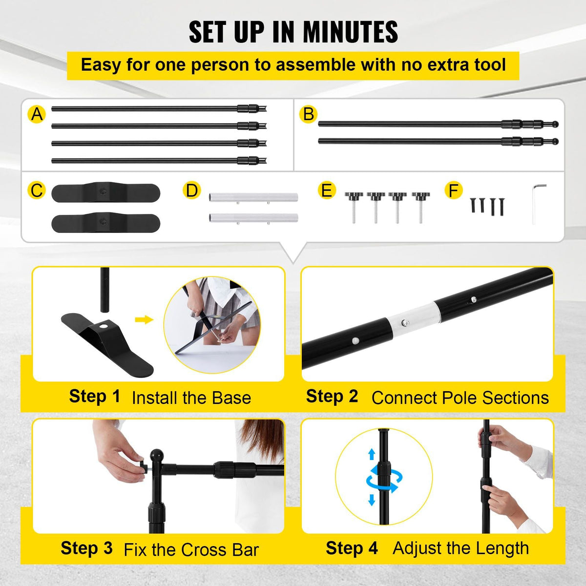 Backdrop Banner Stand 8 x 8 Ft Adjustable Heavy Duty Background Stand with 1 Carrying Bag, Backdrop Stand for Parties Wedding Photo Booth Trade Show