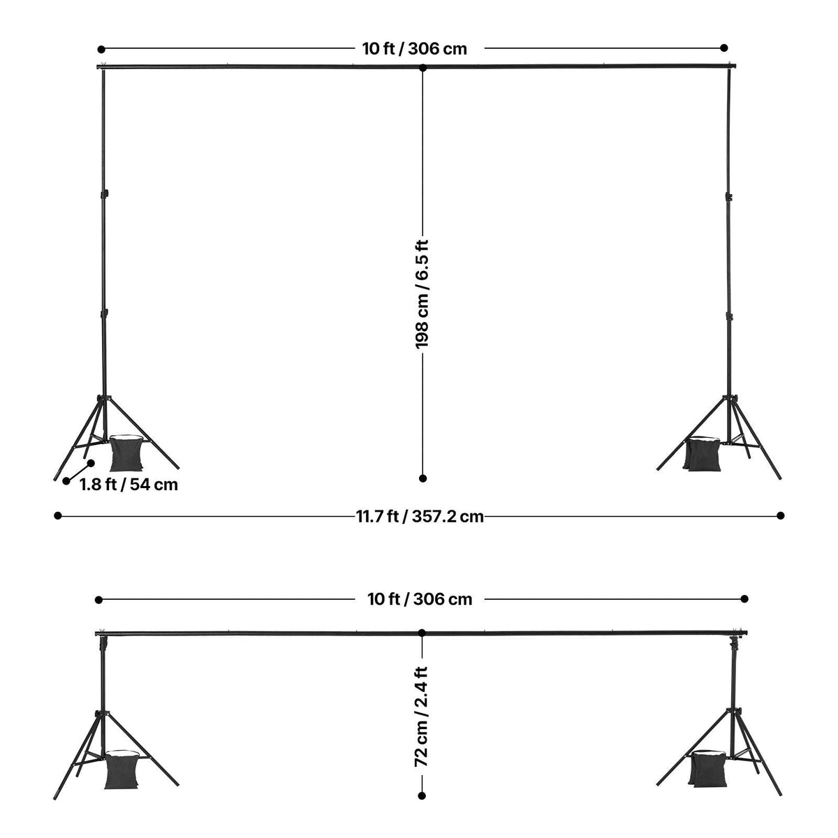 Backdrop Stand, 6.5 x 10 ft Adjustable Photo Backdrop Stand Kit, Portable Background Backdrop Stand with 5 Crossbars, Heavy Duty Projector Screen Stand, for Wedding, Photo Video Studio & Party