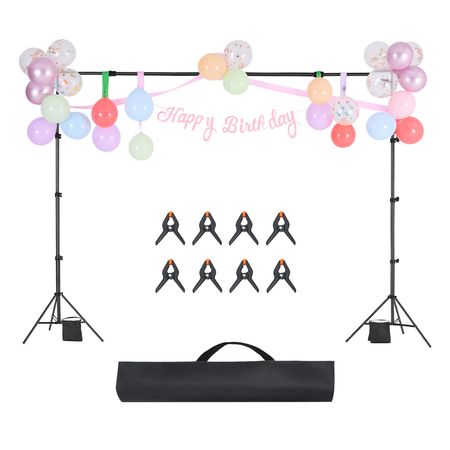 Backdrop Stand, 7 x 10 ft Adjustable Photo Backdrop Stand Kit, Portable Background Backdrop Stand with 3 Crossbars, Heavy Duty Projector Screen Stand, for Wedding, Photo Video Studio & Party