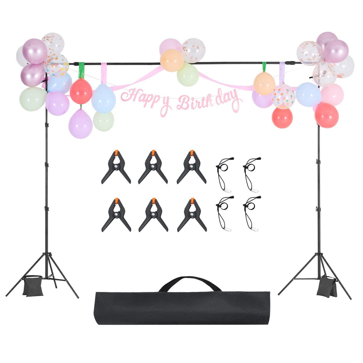 Backdrop Stand, 8.5 x 10 ft Adjustable Photo Backdrop Stand Kit, Portable Background Backdrop Stand with 2 Tripods, Heavy Duty Projector Screen Stand, for Wedding, Photo Video Studio & Party