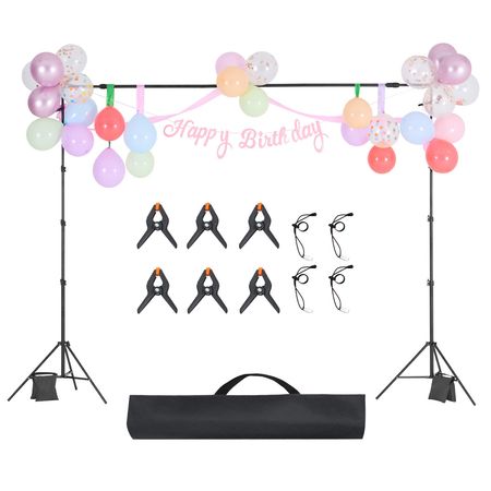 Backdrop Stand, 8.5 x 10 ft Adjustable Photo Backdrop Stand Kit, Portable Background Backdrop Stand with 2 Tripods, Heavy Duty Projector Screen Stand, for Wedding, Photo Video Studio & Party