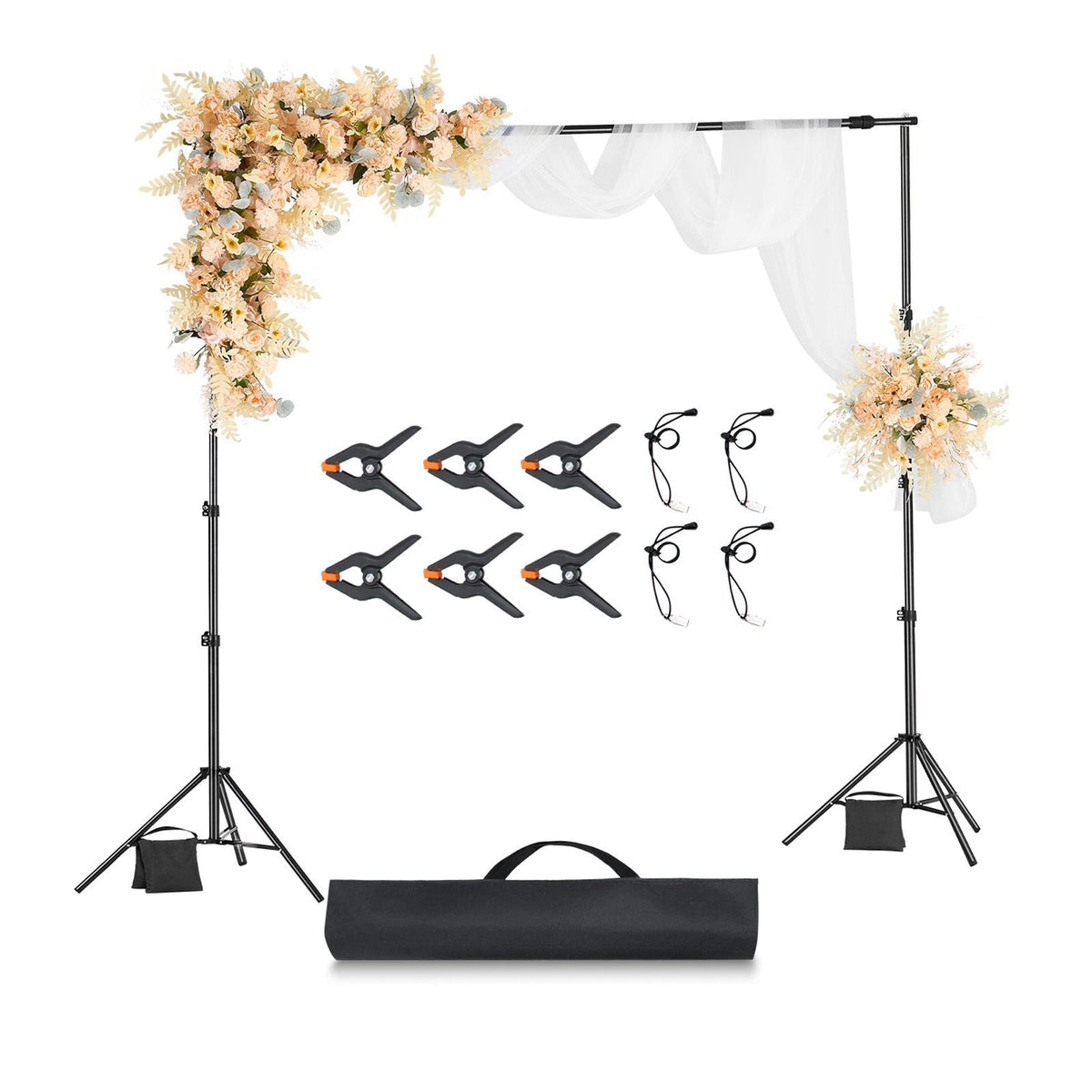 Backdrop Stand, 8.5 x 10 ft Adjustable Photo Backdrop Stand Kit, Portable Background Backdrop Stand with 2 Tripods, Heavy Duty Projector Screen Stand, for Wedding, Photo Video Studio & Party