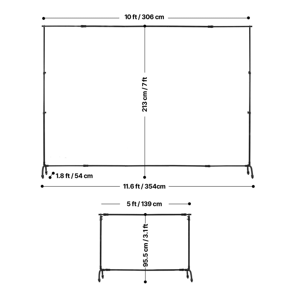 Backdrop Stand with Wheels, 7 x 10 ft Adjustable Photo Backdrop Stand Kit, Moveable Background Backdrop Stand, Heavy Duty Projector Screen Stand, for Wedding, Photo Studio & Party