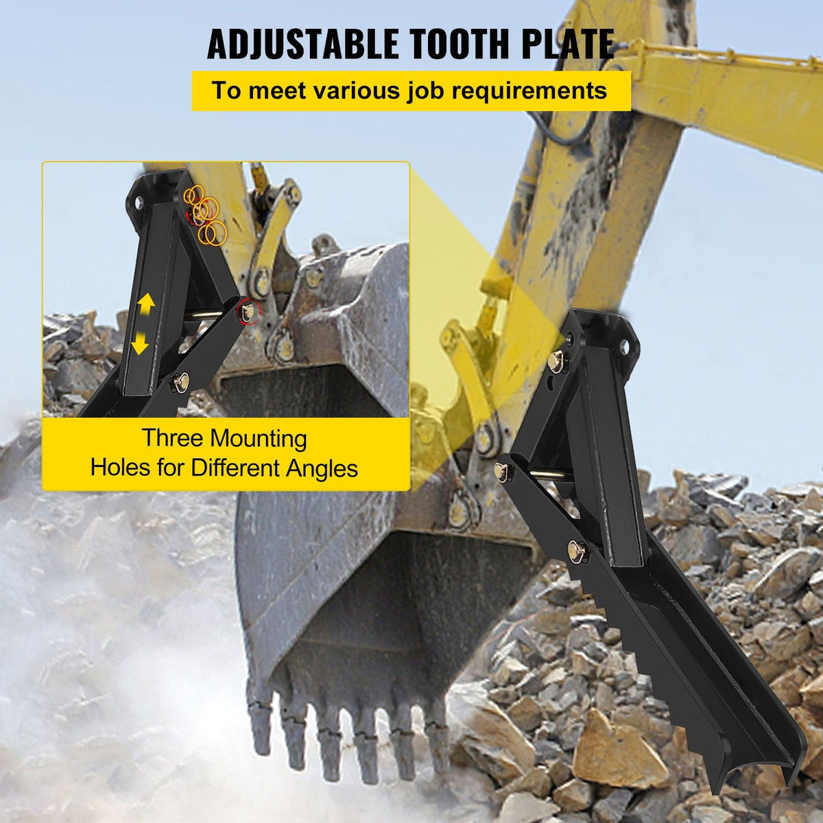 Backhoe Excavator Thumb Attachments, 36 inch Adjustable Extreme Weld On Backhoe Thumb Hoe Clamp 1/2 Inch Teeth Thick Steel Plate 16MM Assembly Bolt-On Design