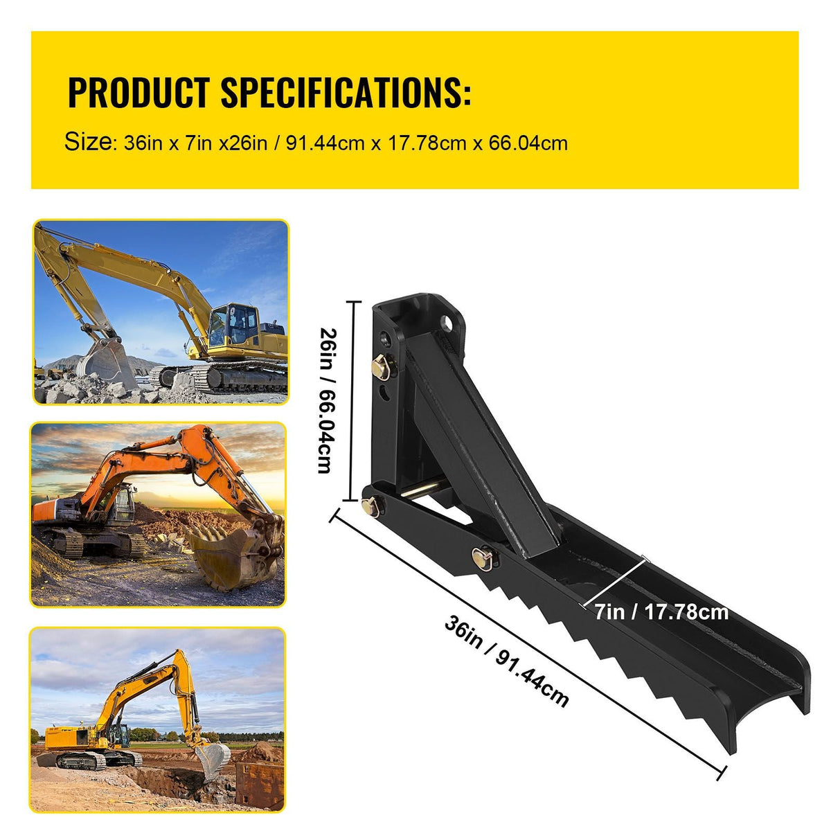 Backhoe Excavator Thumb Attachments, 36 inch Adjustable Extreme Weld On Backhoe Thumb Hoe Clamp 1/2 Inch Teeth Thick Steel Plate 16MM Assembly Bolt-On Design