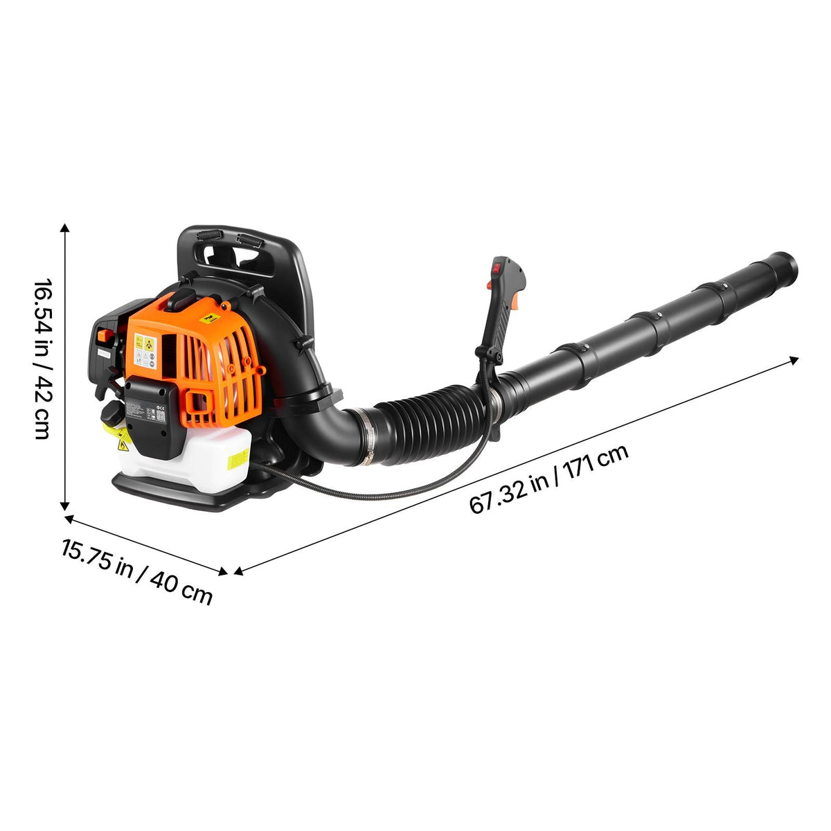 Backpack Leaf Blower, 43CC 2-Stroke Engine Gas Powered Leaf Blower with 1.38L Fuel Tank, 447 CFM Air Volume, 150 MPH Air Speed, Ideal for Lawn Care, Leaves Cleaning, Yard Debris & Snow Removal