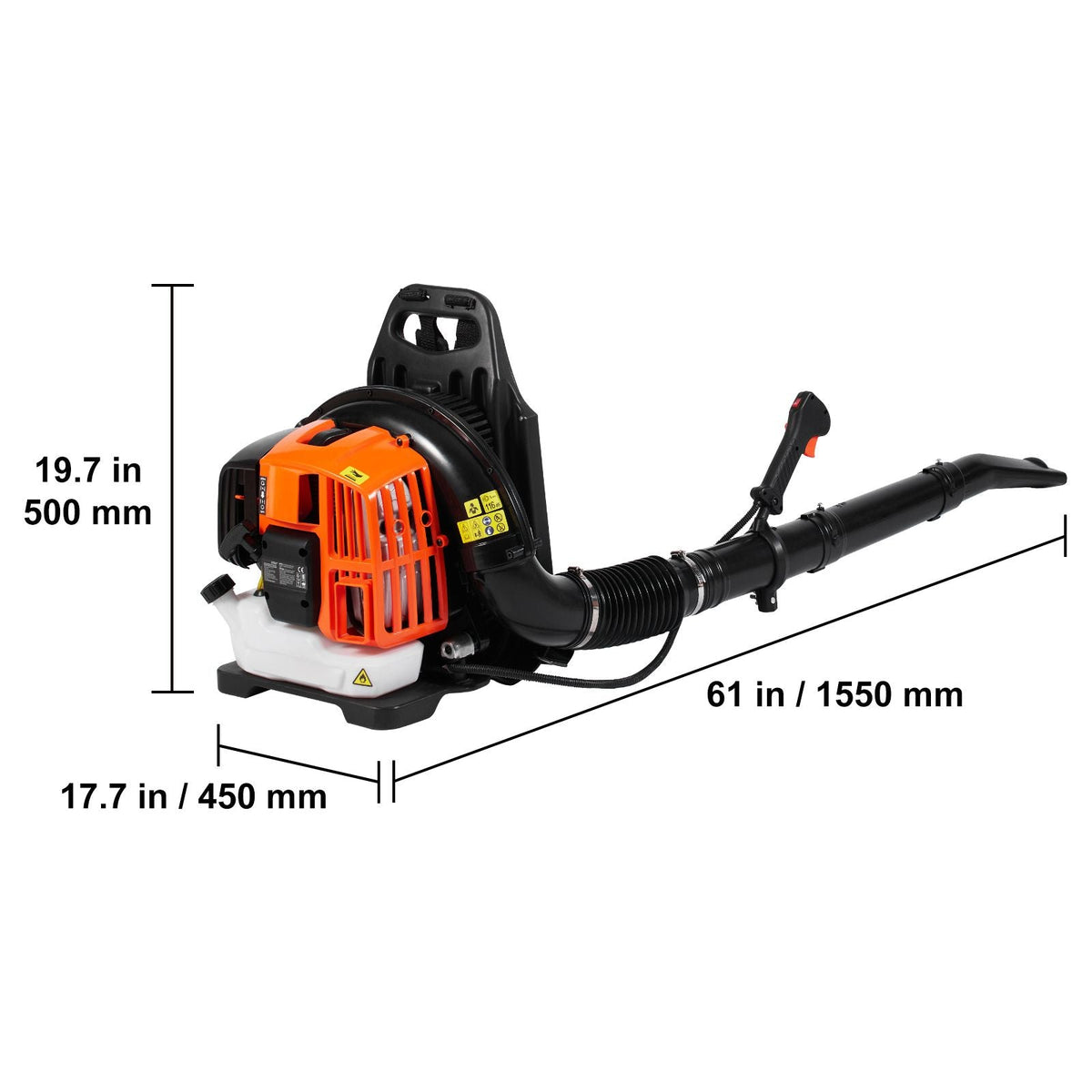 Backpack Leaf Blower, 52CC 2-Cycle Leaf Blower with 1.37L Fuel Tank, 480CFM Air Volume 175MPH Speed, Ideal for Lawn Care, Leaf Cleaning, and Snow Removal