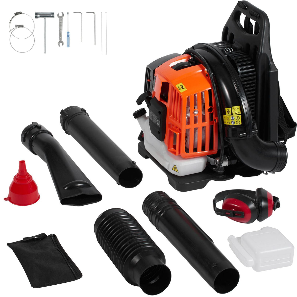 Backpack Leaf Blower, 52CC 2-Cycle Leaf Blower with 1.37L Fuel Tank, 480CFM Air Volume 175MPH Speed, Ideal for Lawn Care, Leaf Cleaning, and Snow Removal