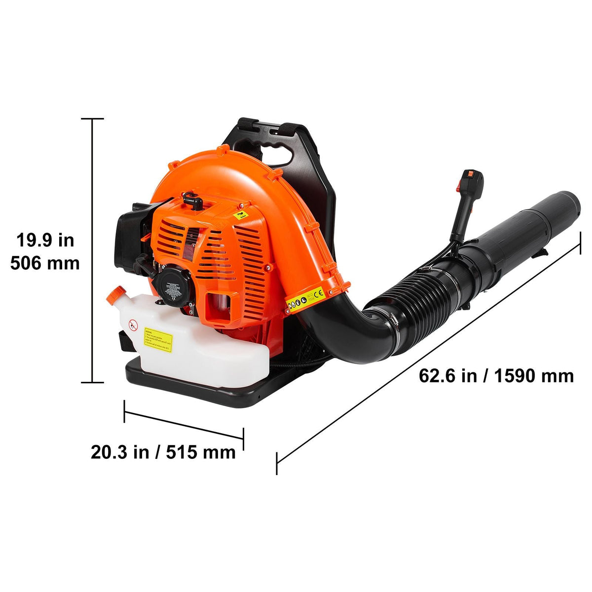 Backpack Leaf Blower, 79CC 2-Cycle Gas Leaf Blower with 3L Fuel Tank, 930CFM Air Volume 184MPH Speed, Ideal for Lawn Care, Leaf Cleaning, and Snow Removal