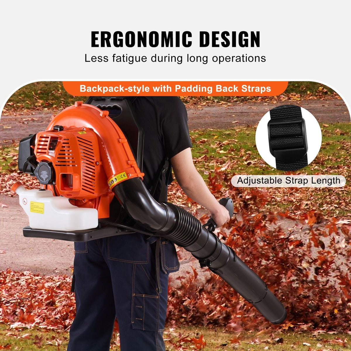 Backpack Leaf Blower, 79CC 2-Cycle Gas Leaf Blower with 3L Fuel Tank, 930CFM Air Volume 184MPH Speed, Ideal for Lawn Care, Leaf Cleaning, and Snow Removal